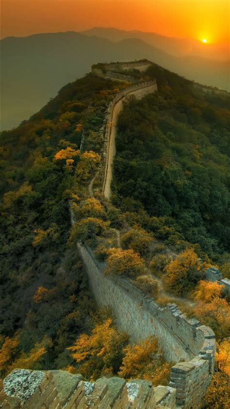 Great Wall Of China Travel Tourism Sunset Travel Iphone Wallpapers Free