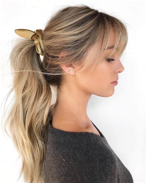 Messy Wavy Ponytail Using Velvet Scrunchie With Fringe And Hand Painted