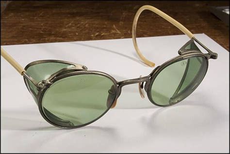 green safety glasses vintage wwii aviator eyeglasses with side shields and wire ear rests