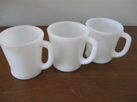 Vintage White Fire-King Coffee Mug Cups 1950s Set of by Petuniapie