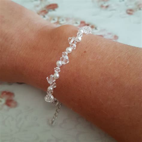 Swarovski Crystal Wedding Bracelet Sterling Silver Crystal And Etsy