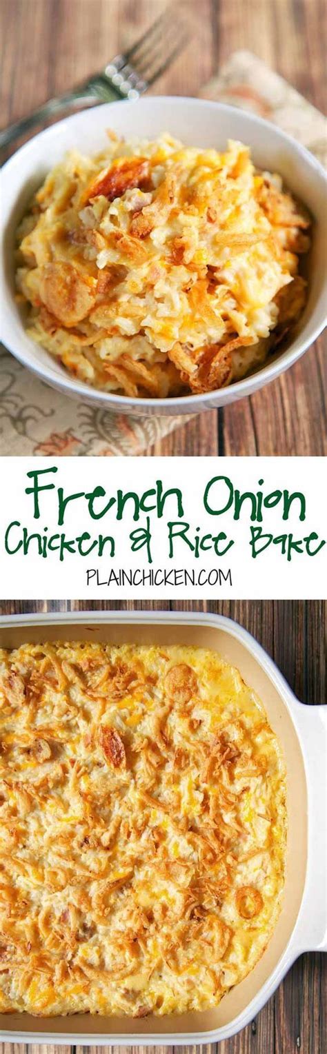 It tastes like fried rice and chinese marinated chicken, plus the rice in this recipe tastes like fried rice but it's made from scratch using uncooked rice. French Onion Chicken & Rice Bake | Recipes, Chicken ...