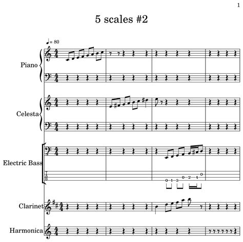 5 Scales 2 Sheet Music For Piano Celesta Electric Bass Clarinet