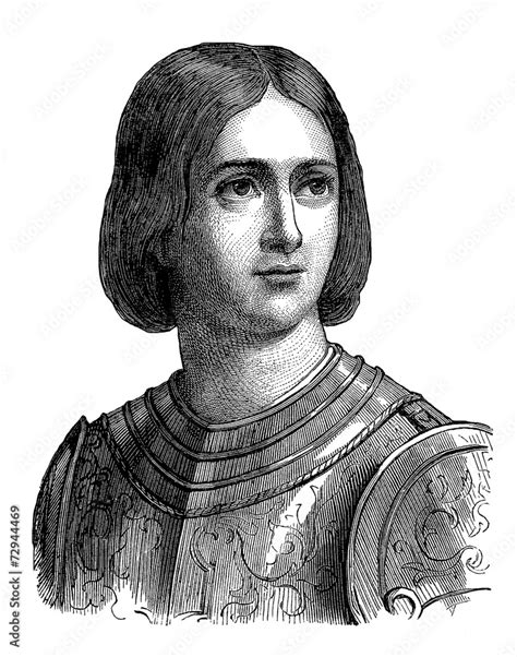 Joan Of Arc Portrait Jeanne Darc 15th Century Stock Illustration