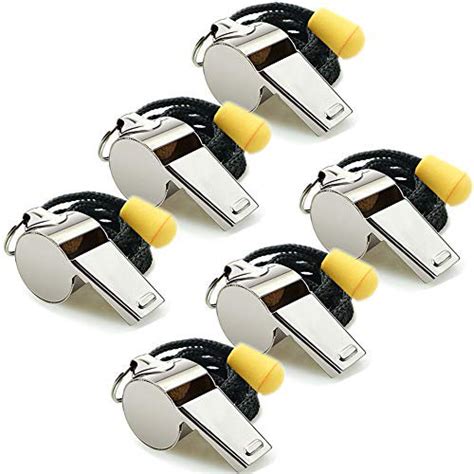 Hipat Whistle 6 Pack Stainless Steel Sports Whistles With Lanyard