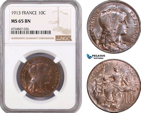 France 10 Centimes 1913 Ngc Ms65bn Ma Shops