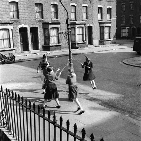 Girls Dancing Around A Street Lamp Post Used As A Makeshift Maypole Henry Grant C1960