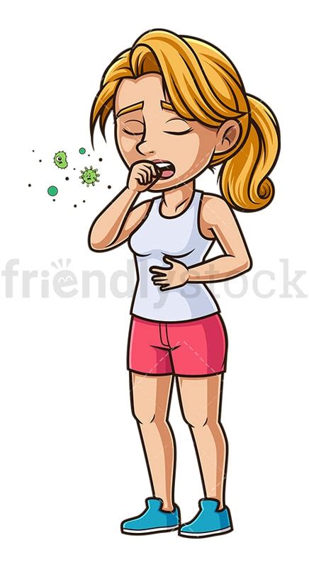 virus infected woman coughing cartoon clipart vector friendlystock