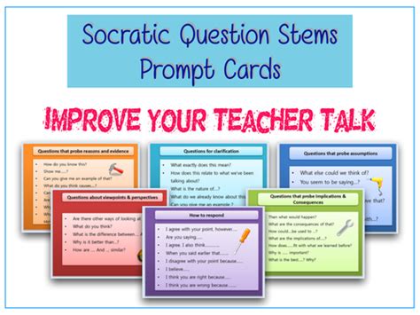 Socratic Question Stem Cards Teaching Resources