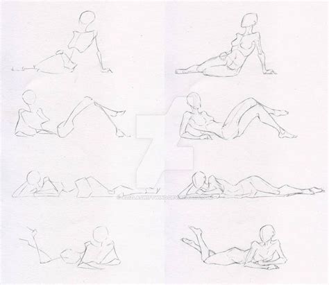 Sketches Woman Laying Sitting Practice By Azizlaswiftwind On