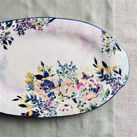 Anthropologie Cassidy Gardenshire Floral Platter Whitemulti L422cm