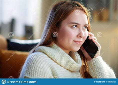 Happy Modern Young Woman Talking On Cell Phone Stock Image Image Of