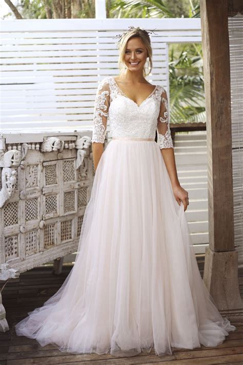 Finden sie hochzeitskleid schwangere auf gigagünstig! Brautkleid mit 1/2 Ärmeln, Spitzen Oberteil, Tüllrock ...
