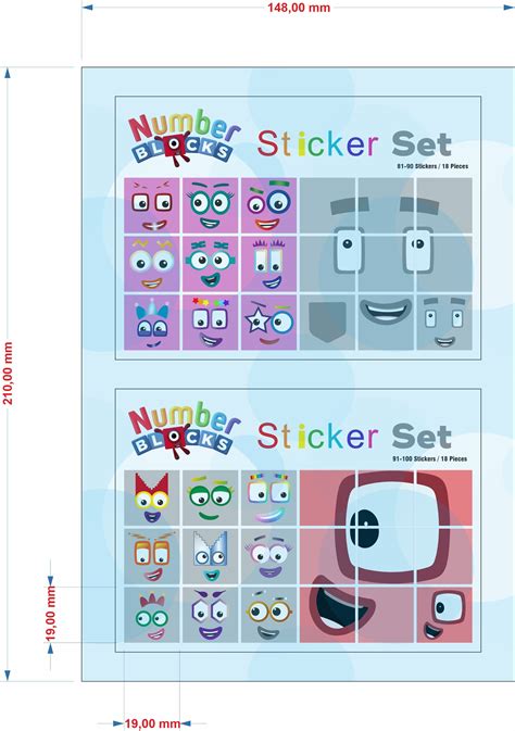 Numberblocks 81 100 Faces For 2cm Cubes A5 Sticker Etsy Singapore