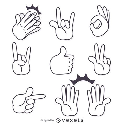 Hand Signs Gestures Isolated Illustrations Vector Download