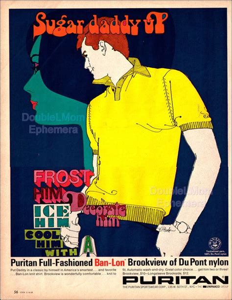 1968 Vintage Ad Puritan Ban Lon Men S Shirts Bob Peak Etsy Vintage Ads Retro Typography