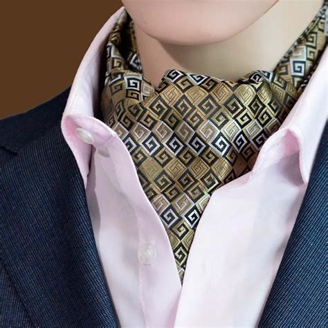 Buy Classic Mans Neckwear Striped Dots Ascot Tie