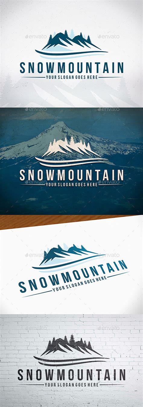雪山标志模板——自然标志模板snow Mountain Logo Template Nature Logo Templates蓝色、品牌