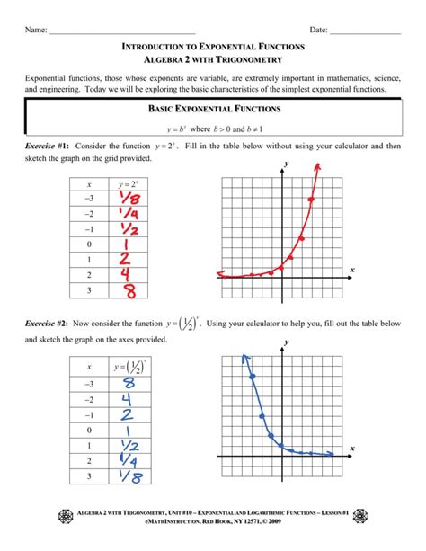 Introduction To Exponential Functions Algebra 2 With — Db