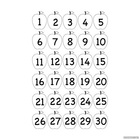 Simple Printable Number Chart 1 30 Printable Numbers Number Chart Chart