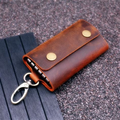 Handmade Genuine Leather Key Wallet Men Holder Keychain Pouch Purse