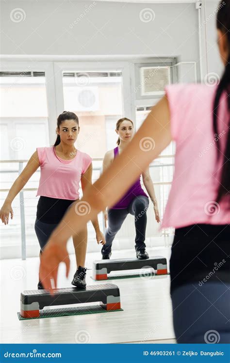 Two Young Women Doing Aerobic Stock Image Image Of Health Adults