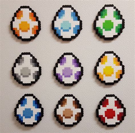 Yoshi Perler Eggs 8 Bit Pixel Art Perler Bead Art Yoshi Etsy Perler