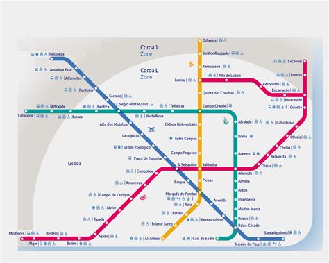 El metro es la manera más fácil y rápida de moverse por lisboa en transporte público. Rede Do Metropolitano De Lisboa Mapa