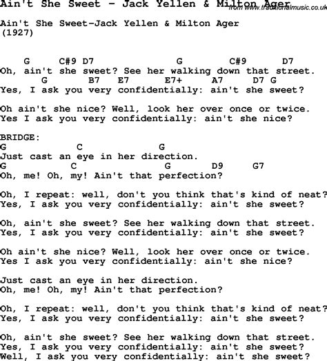 Song Aint She Sweet By Jack Yellen And Milton Ager Song Lyric For Vocal Performance Plus