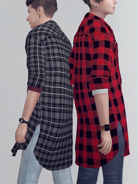 Kk Sims Long Flannel Shirts M Sims 4 Downloads