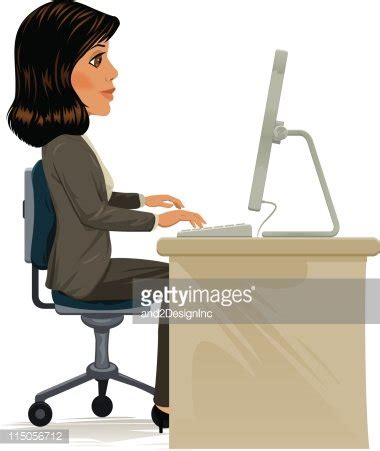 Woman Typing Clipart