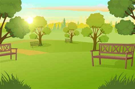 city park  square  trees  meadow vector anime
