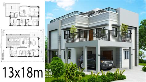 Storey Modern House Design With Floor Plan Floorplans Click