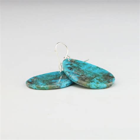 Kewa Turquoise Slab Earrings By Ronald Chavez The Crow And The Cactus