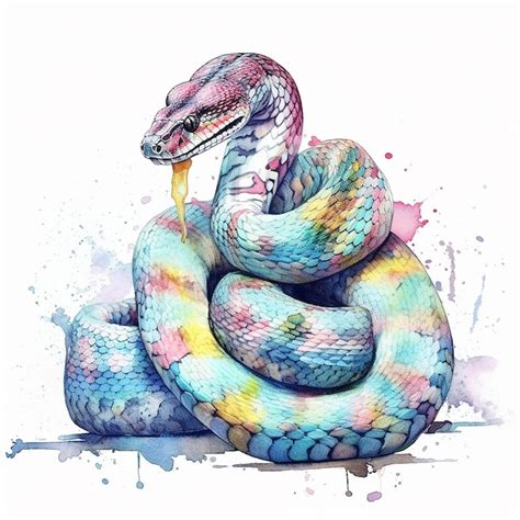Premium Photo Hand Painted Watercolor Snake Illustration Isolated On