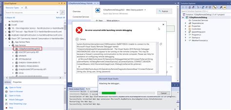 Unable To Attach To Azure App Service From Visual Studio Community Edition Stack Overflow