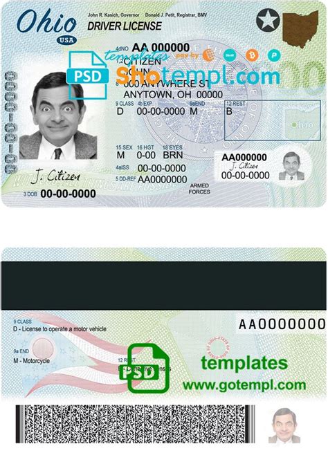 Usa Ohio State Driving License Template In Psd Format In 2021