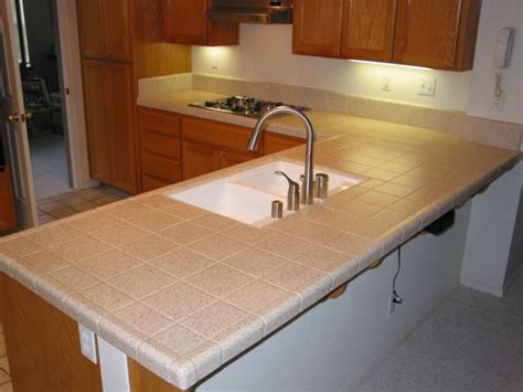 Square Tile And White Ceramic Kitchen Sinks