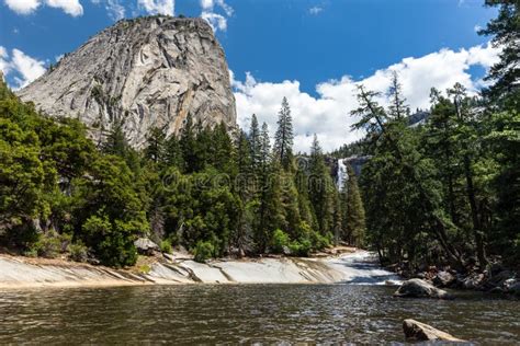 Emerald Pool And Liberty Cap In Yosemite National Park Stock Image