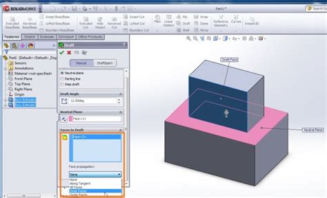 How To Use Solidworks Draft Features Tool In Solidworks Cad