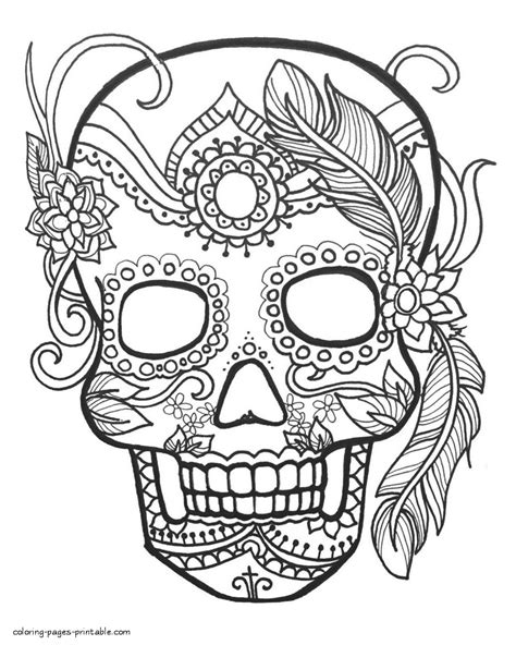 Skull free printable coloring pages. Free Printable Sugar Skull Coloring Pages in 2020 | Skull ...