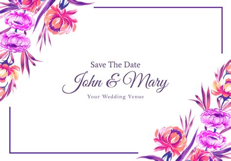 Wedding Invitation Colorful Flowers Frame Card Design