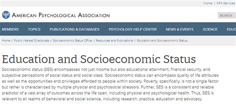 Education And Socioeconomic Status Factsheet