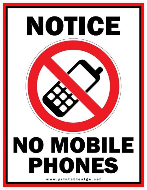 No Mobile Phones Sign Pack 10 Free Printable Signs