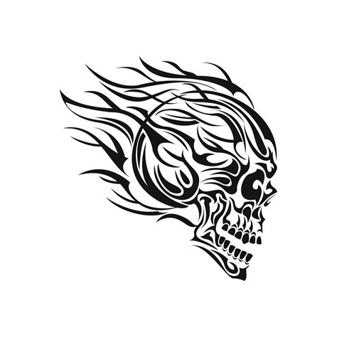 Skull Vinyl Decal Skull With Flames Decal Skull Sticker Etsy Skulls