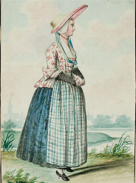 1770s 18th Century Womans Outfit With Mixed Print Fabrics Jacket In Floral Skirt In A