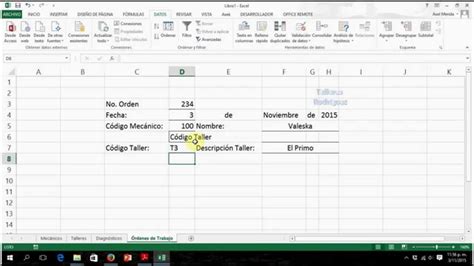 Tutorial Excel Hoja Órdenes De Trabajo Youtube