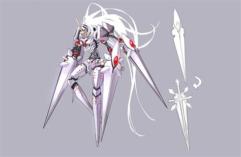 Hd Wallpaper Armor Ganesagi Hair Long Mecha Original Weapon