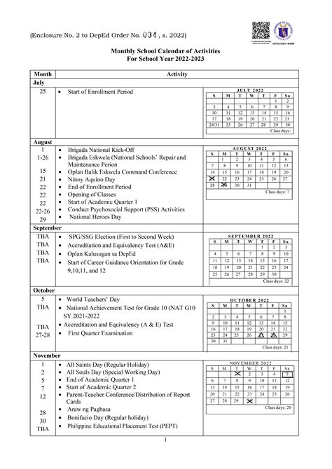 Deped School Calendar For School Year 2022 2023 Teacherph