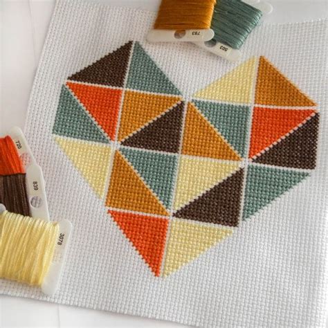 Maybe you would like to learn more about one of these? Geometric Minimalist Heart Love Cross Stitch by ...